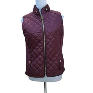 Burgundy Quilted Vest Sleeveless Puffer Lightweight Body Warmer